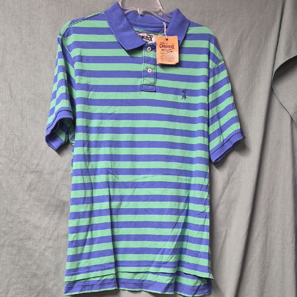 Daniel Cremieux Blue and Green Striped Polo XL Dazlin Blue